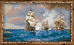 1154 Набор для вышивания Риолис "Бриг «Меркурий», атакованный двумя турецкими кораблями" по мотивам картины И.Айвазовского