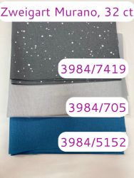 Набор тканей равномерного плетения Murano Zweigart, 50х35 3шт. (цвета 7419, 705, 5152) МУР1