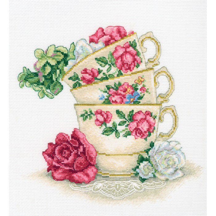 М622 Набор для вышивания РТО "Чашка чая с лепестками роз"