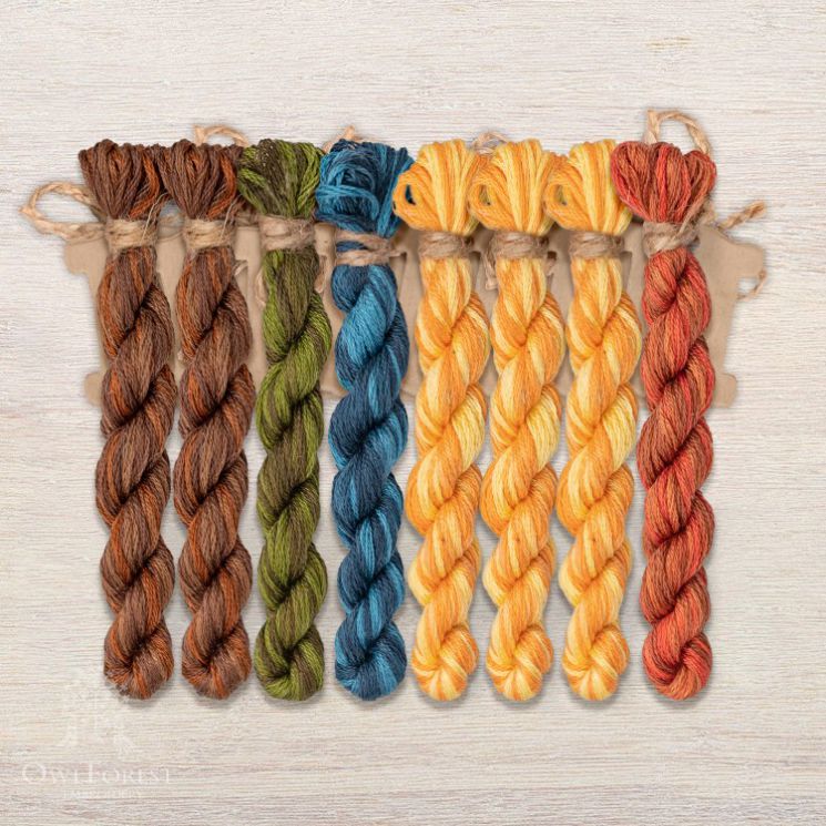 Набор ниток OwlForest для схем «Индейские мотивы» (DMC) 5 цветов «Черепаха» 28 каунт в 2 нити НМул-ИМЧ170-3282-5 