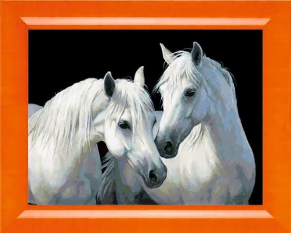 Алмазная мозаика Милато "Пара белых лошадей" N-285