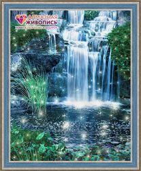 АЖ-1496 Картина стразами Алмазная живопись "Искрящийся водопад" 
