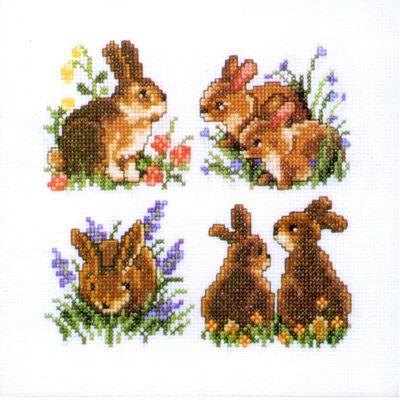 Набор для вышивания крестом Pako  "Кролики" 217-714 