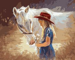 GX7583 Картина по номерам Paintboy "Девочка с лошадкой"