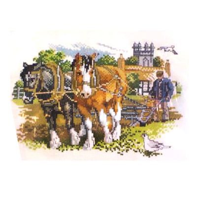 Набор для вышивания крестом Pako  "Лошади на пашне" 238-564