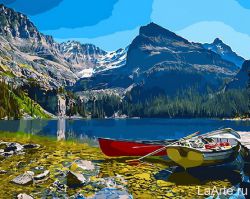 PK 33035 Картина по номерам Paintboy "Лодка на горном озере"