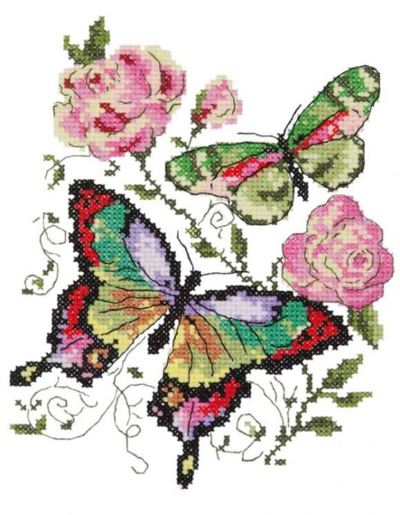 Набор для вышивания крестом Чудесная игла «Бабочки и розы» 42-04